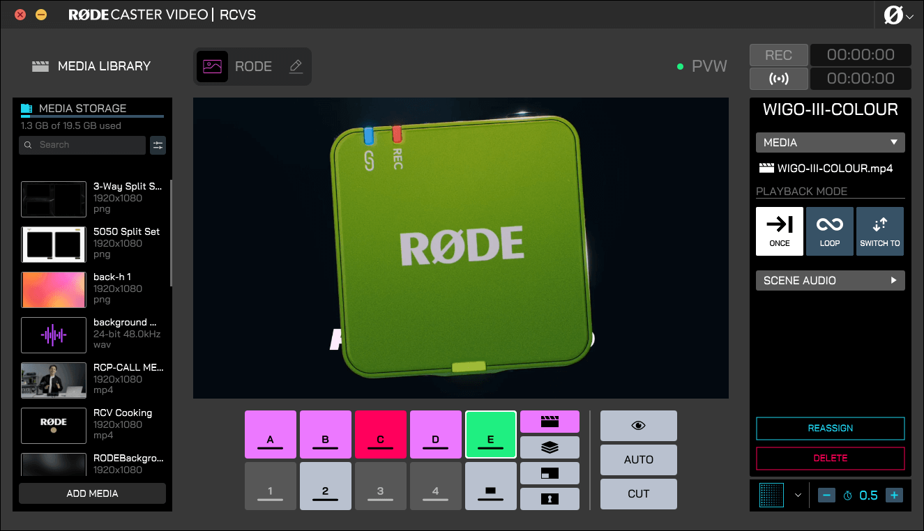 RØDECaster Video media library